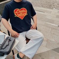 LOUIS VUITTON TEE - Áo LV Intarsia Jacquard Heart (Navy) [Mirror Quality]