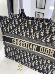 DIOR BAG - Túi Dior Small Oblique Embroidery Tote (Black) [Mirror Quality]