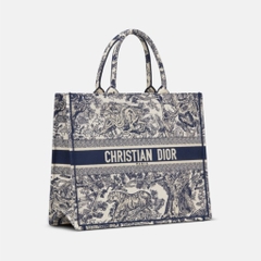 DIOR BAG - Túi Dior Blue Toile de Jouy Embroidery Book Tote (Large) [Mirror Quality]