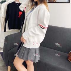 THOM BROWNE CARDIGAN - Áo khoác TB Milano Stitch Stripe Armband (White) [Mirror quality]