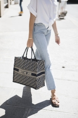 Túi Dior Large Oblique Embroidery Tote (Black) [Mirror Quality]