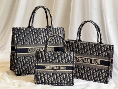 Túi Dior Large Oblique Embroidery Tote (Black) [Mirror Quality]