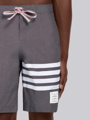 THOM BROWNE SHORTS - Quần Shorts TB Nylon 4 sọc (Grey) [Mirror quality]