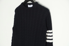 THOM BROWNE SWEATER - Áo TB 4-bar Cable Knit (Navy) [Mirror quality]