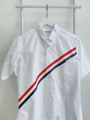 THOM BROWNE SHIRT - Áo sơ mi Thom Browne Printed Diagonal Strip Straight (White) [Mirror Quality]