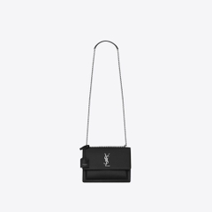 Túi YSL SUNSET MEDIUM CHAIN BAG IN SMOOTH LEATHER (Black) - [Mirror Quality]