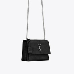 Túi YSL SUNSET MEDIUM IN CROCODILE EMBOSSED (Black) [Mirror Quality]