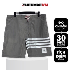 THOM BROWNE SHORTS - Quần Shorts TB Nylon 4 sọc (Grey) [Mirror quality]