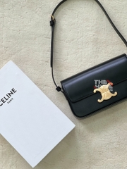 CELINE BAG - Túi Celine Classique Triomphe Shiny Calfskin (ĐEN) [Mirror Quality]