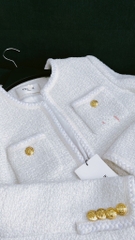 CELINE JACKET - Áo Khoác Celine "Chasseur" Jacket In Braided Bouclé Tweed (White) [Mirror Quality