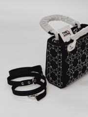 Túi Dior Strass Cannage Satin (Black) [Mirror Quality]