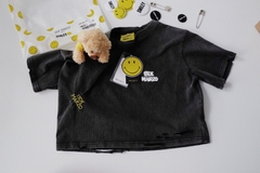 Áo Thun Croptop 13De Marzo Broken Pin Badge Bear (Black) Best Quality