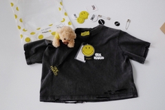 Áo Thun Croptop 13De Marzo Broken Pin Badge Bear (Black) Best Quality