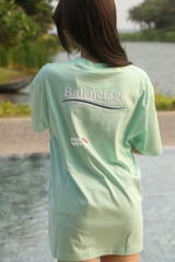 BALENCIAGA TEE - Áo BLCG Wave Embroidered Logo (Mint) [MIRROR QUALITY]