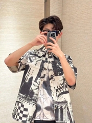 LOUIS VUITTON SHIRT - Áo Sơ Mi LV Short-Sleeved Denim Shirt (Black) [Mirror Quality]