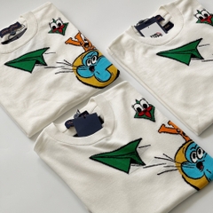 LOUIS VUITTON TEE - Áo LV Monogram Comics Intarsia Short-Sleeved Crewneck (White) [Mirror Quality]