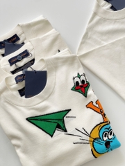 LOUIS VUITTON TEE - Áo LV Monogram Comics Intarsia Short-Sleeved Crewneck (White) [Mirror Quality]