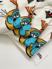 LOUIS VUITTON TEE - Áo LV Monogram Comics Intarsia Short-Sleeved Crewneck (White) [Mirror Quality]