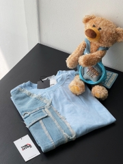 13DE MARZO TEE - Áo Thun Pop Mart Parda Bear Denim Patchwork (Blue) Best Quality
