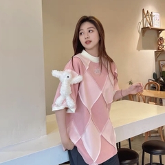 13DE MARZO TEE - Áo Thun 13DE MARZO Hemming Diamond Check (Pink) Best Quality