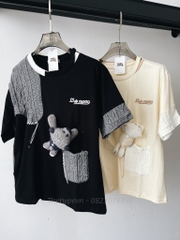 Áo Thun 13de Marzo Bear Knit Suture (Biege) Best Quality