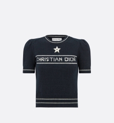 Áo Sweater Dior Short-sleeve Knit Embroidered (Navy) [Mirror Quality]