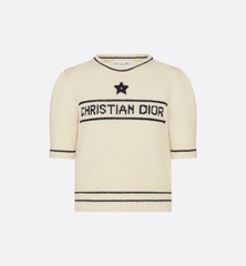 Áo Sweater Dior Short-sleeve Knit Embroidered (Cream) [Mirror Quality]