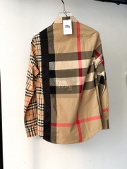BURBERRY SHIRT - Áo Sơ mi tay dài BBR Logo Print Patchwork Check Shirt [Mirror Quality]
