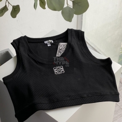Áo Ba Lỗ Loewe Cropped Cotton Anagram Tank Top (Black) [MIRROR QUALITY]