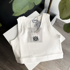 Áo Ba Lỗ Loewe Cropped Embroidered Ribbed Stretch-cotton Jersey Tank (White) [MIRROR QUALITY]