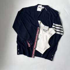 THOM BROWNE CARDIGAN - Áo khoác TB Milano Wool Mỏng (Navy) [Mirror quality]