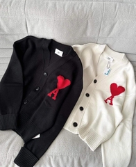 ÁO CARDIGAN AMI PARIS BIG HEART LOGO WOOL (WHITE)