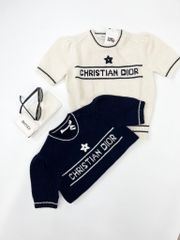 Áo Sweater Dior Short-sleeve Knit Embroidered (Navy) [Mirror Quality]