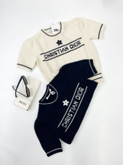 Áo Sweater Dior Short-sleeve Knit Embroidered (Cream) [Mirror Quality]