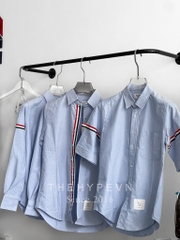 THOM BROWNE SHIRT - Áo sơ mi Thom Browne Grosgrain Arm Band Solid Poplin (sọc tay) (Blue)