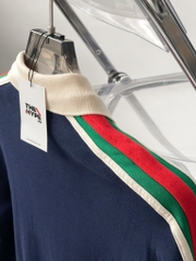 Áo Polo Gucci Cotton Jersey With Web (DARK BLUE) [Mirror Quality]