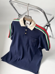 Áo Polo Gucci Cotton Jersey With Web (DARK BLUE) [Mirror Quality]
