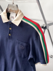 Áo Polo Gucci Cotton Jersey With Web (DARK BLUE) [Mirror Quality]