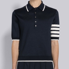 Áo Polo Thom Browne Birdseye Jacquard 4-Bar Short Sleeve (Navy) [Mirror Quality]