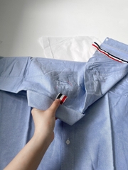 Áo Sơ Mi Thom Browne TB Grosgrain Arm Band Sọc Tay Ngắn - Xanh) [Mirror Quality]