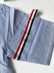 Áo Sơ Mi Thom Browne TB Grosgrain Arm Band Sọc Tay Ngắn - Xanh) [Mirror Quality]