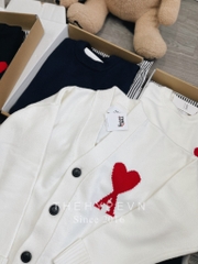 ÁO CARDIGAN AMI PARIS BIG HEART LOGO WOOL (WHITE)