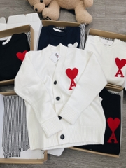 ÁO CARDIGAN AMI PARIS BIG HEART LOGO WOOL (WHITE)