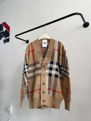Áo Cardigan Burberry Check Wool Blend (Brown) [Mirror Quality]
