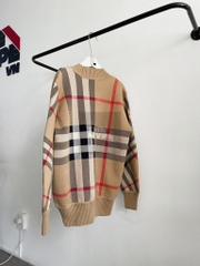 Áo Cardigan Burberry Check Wool Blend (Brown) [Mirror Quality]