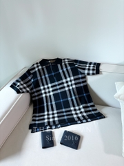 Áo Polo Burberry BBR Check Cotton Jacquard (Dark Blue) [Mirror Quality]