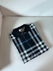 Áo Polo Burberry BBR Check Cotton Jacquard (Dark Blue) [Mirror Quality]
