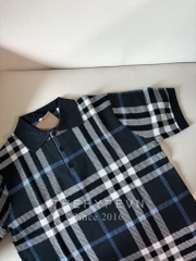 Áo Polo Burberry BBR Check Cotton Jacquard (Dark Blue) [Mirror Quality]