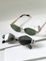 CELINE SUNGLASS - Kính râm Celine Triomphe Geometric Metal & Acetate (SILVER / SMOKE) [Mirror Quality]