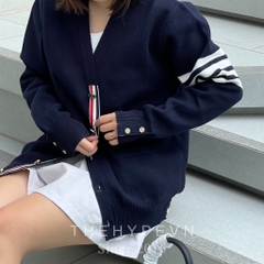 THOM BROWNE CARDIGAN - Áo khoác TB Cashmere Crewneck Pullover (Navy) [Mirror quality]